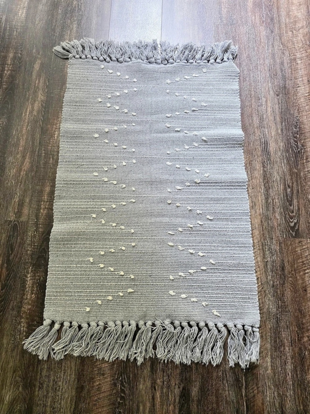 Gray Fringed Accent Rug - Picture 2 of 4
